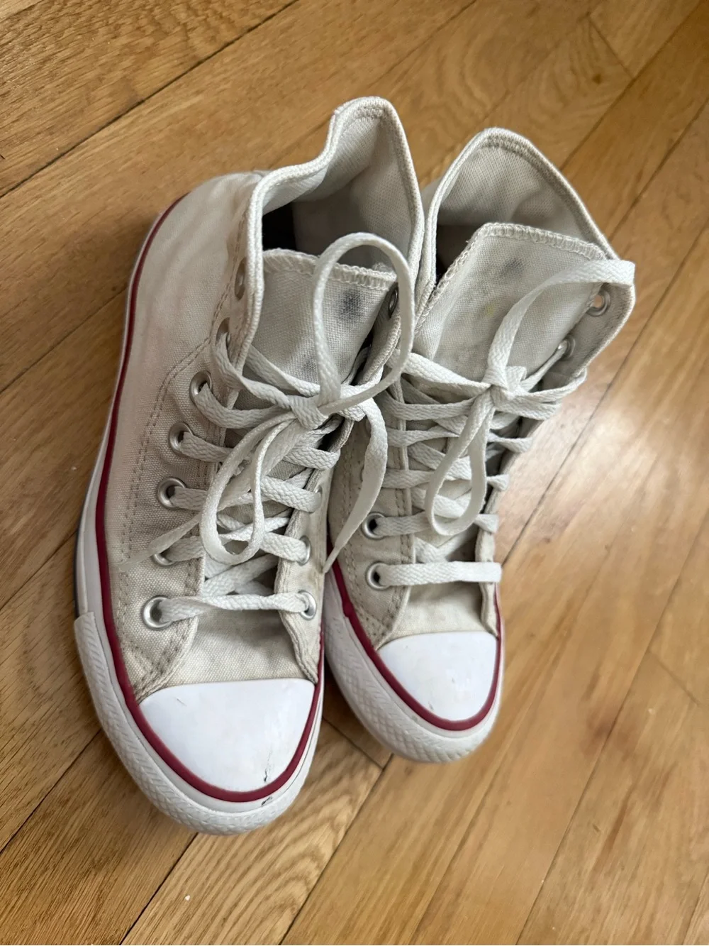 Converse High Top Sneakers in Cream with Navy Star